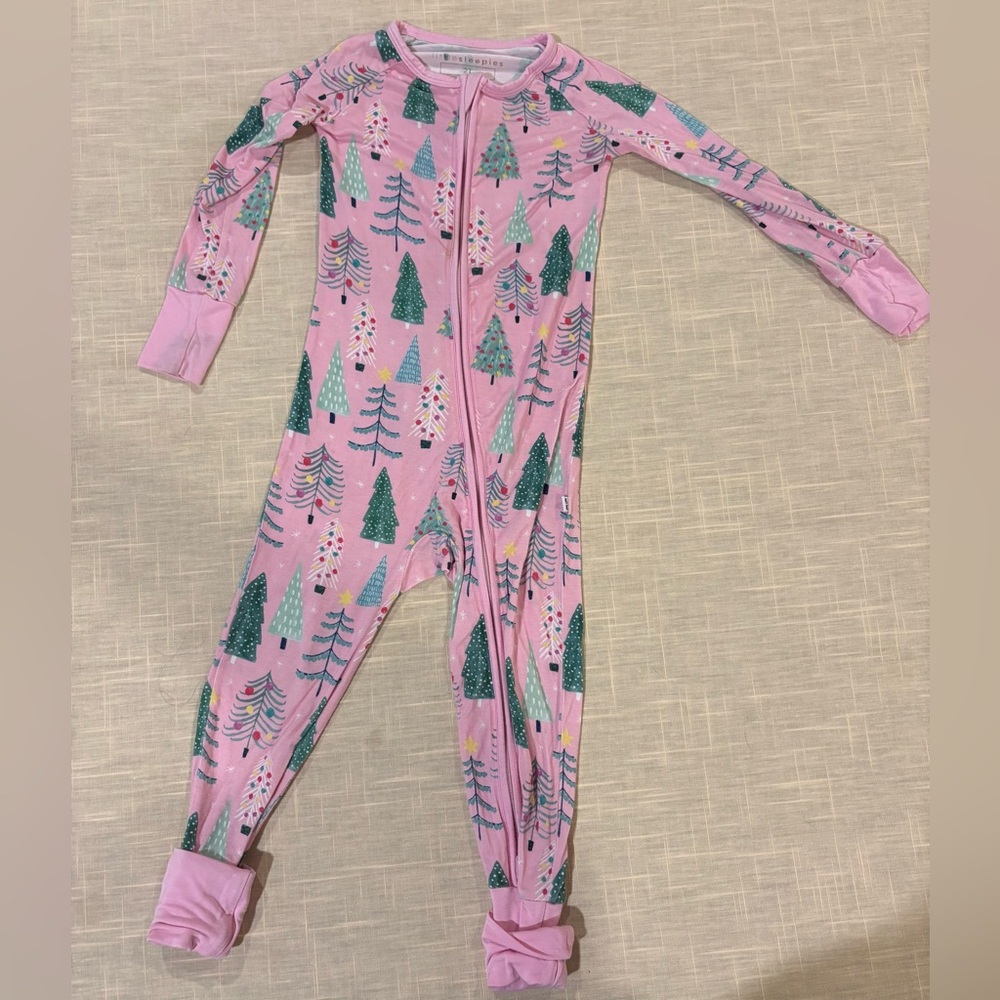 Little Sleepies Pink Twinkling Trees Zippy SEE ALL PICS FOR MINOR STAINS